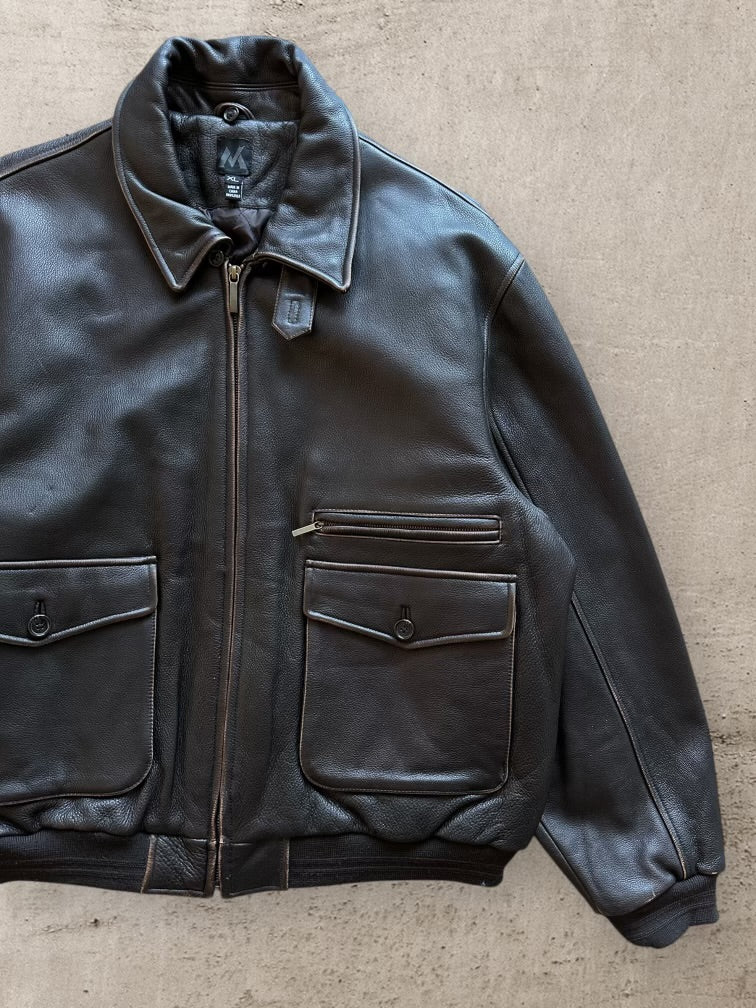 00s Bomber Leather Jacket - XL