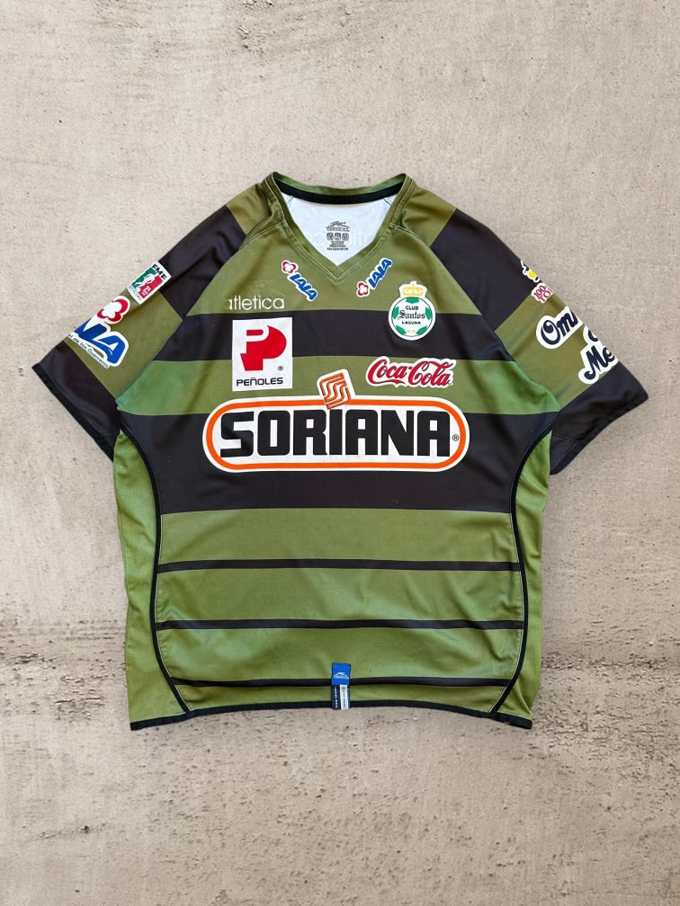 00s Santos Laguna Atletica Striped Soccer Jersey - XL