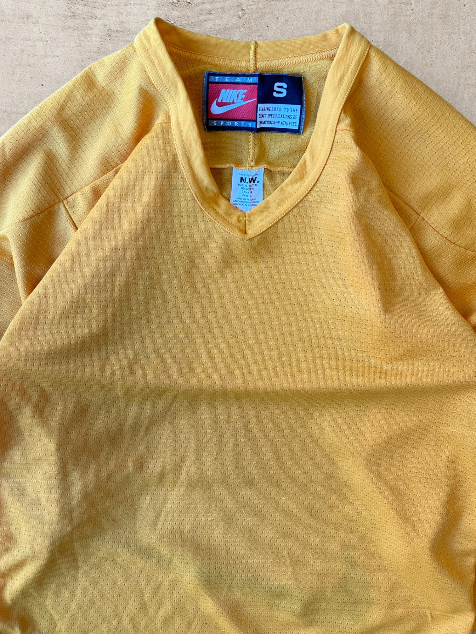 90s Nike Team Yellow Mesh Hockey Jersey - Small