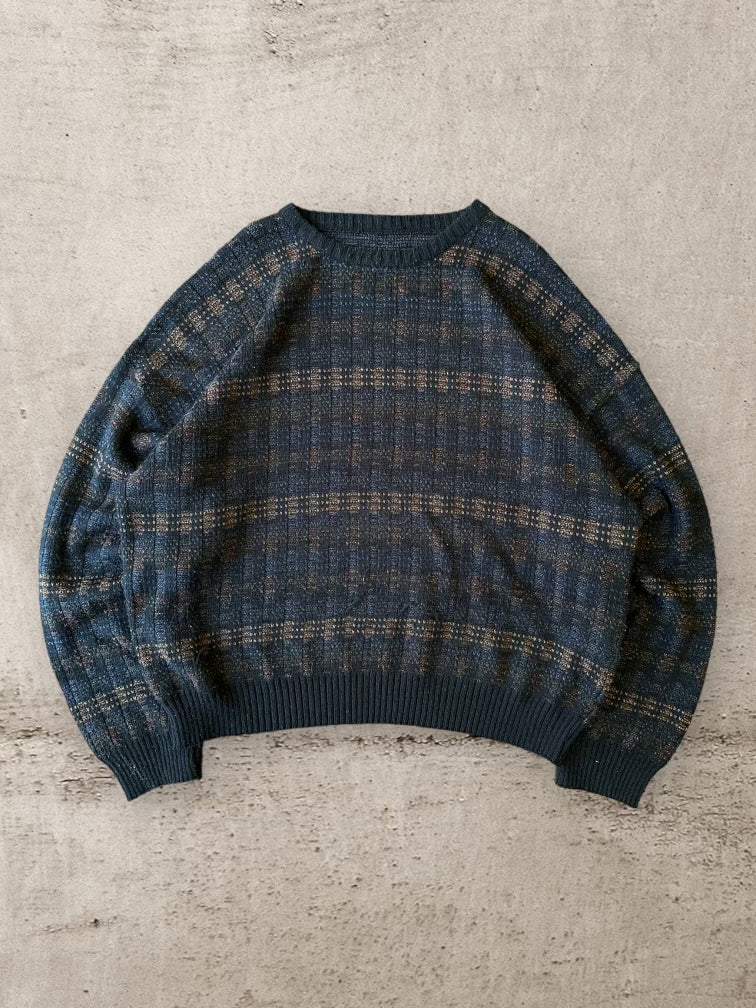 90s Multicolor Patterned Knit Sweater - XL