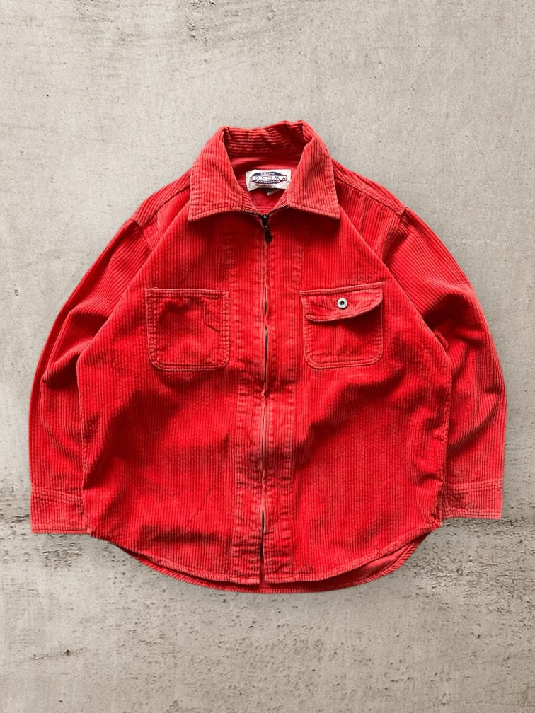 00s Sonoma Red Corduroy Zip Up Shirt - Large