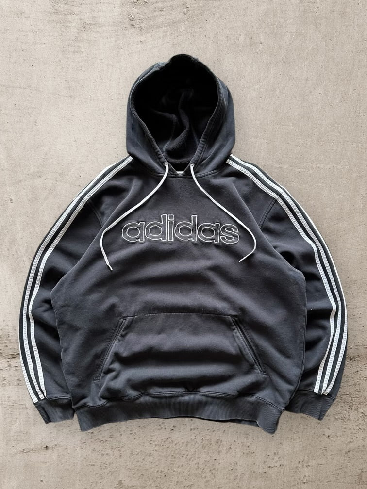 00s Adidas Striped Embroidered Hoodie - XL