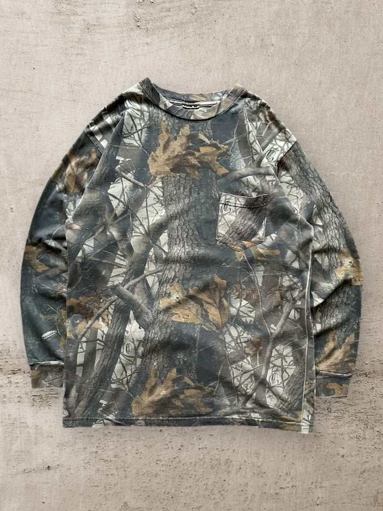 90s Real Tree Camouflage Long Sleeve T-Shirt - Large