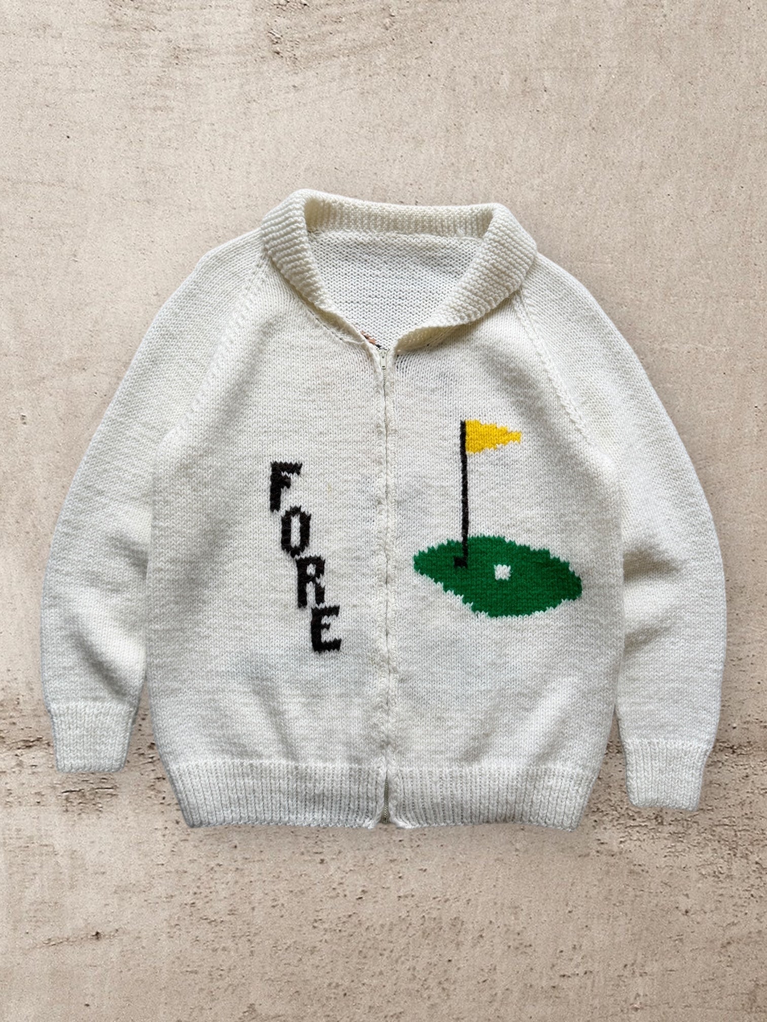 60s/70s Golf Zip Up Knit Sweater - Large