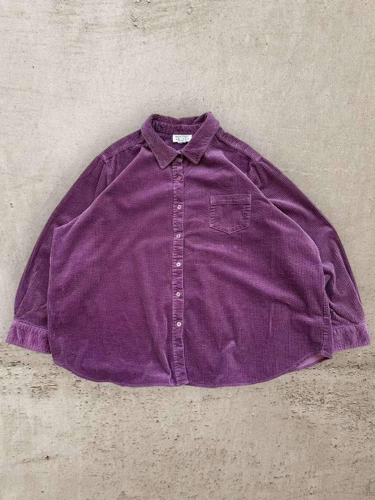 00s Mainstreet Blues Purple Corduroy Button Up Shirt - XXL