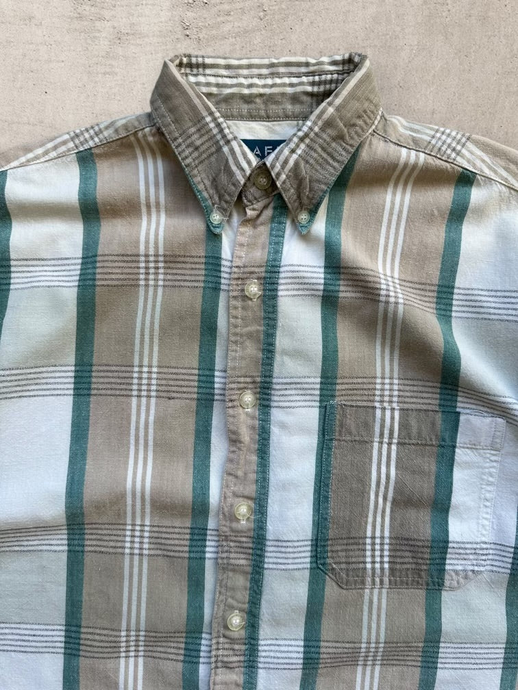 90s Striped Button Up Shirt - Medium