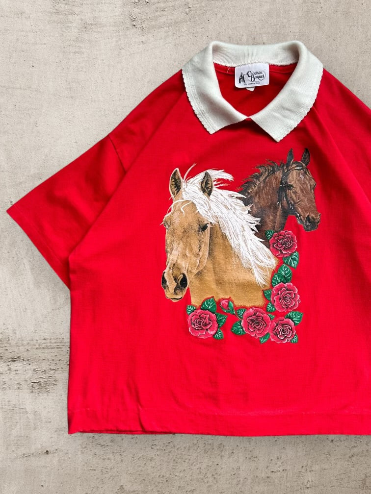 90s Horse Collared Graphic Shirt - XL