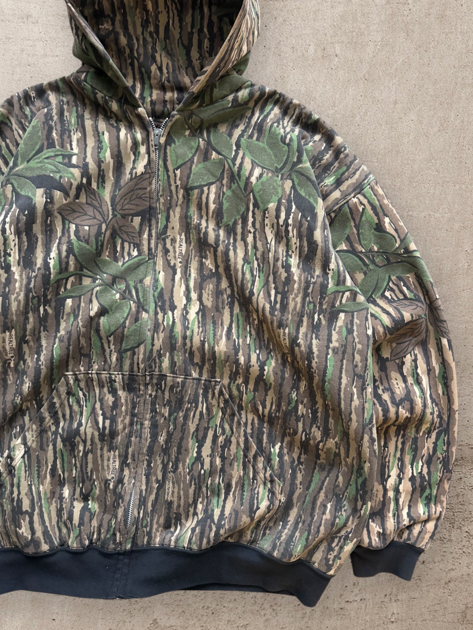 80s Real Tree Camouflage Zip Up Hoodie - XL