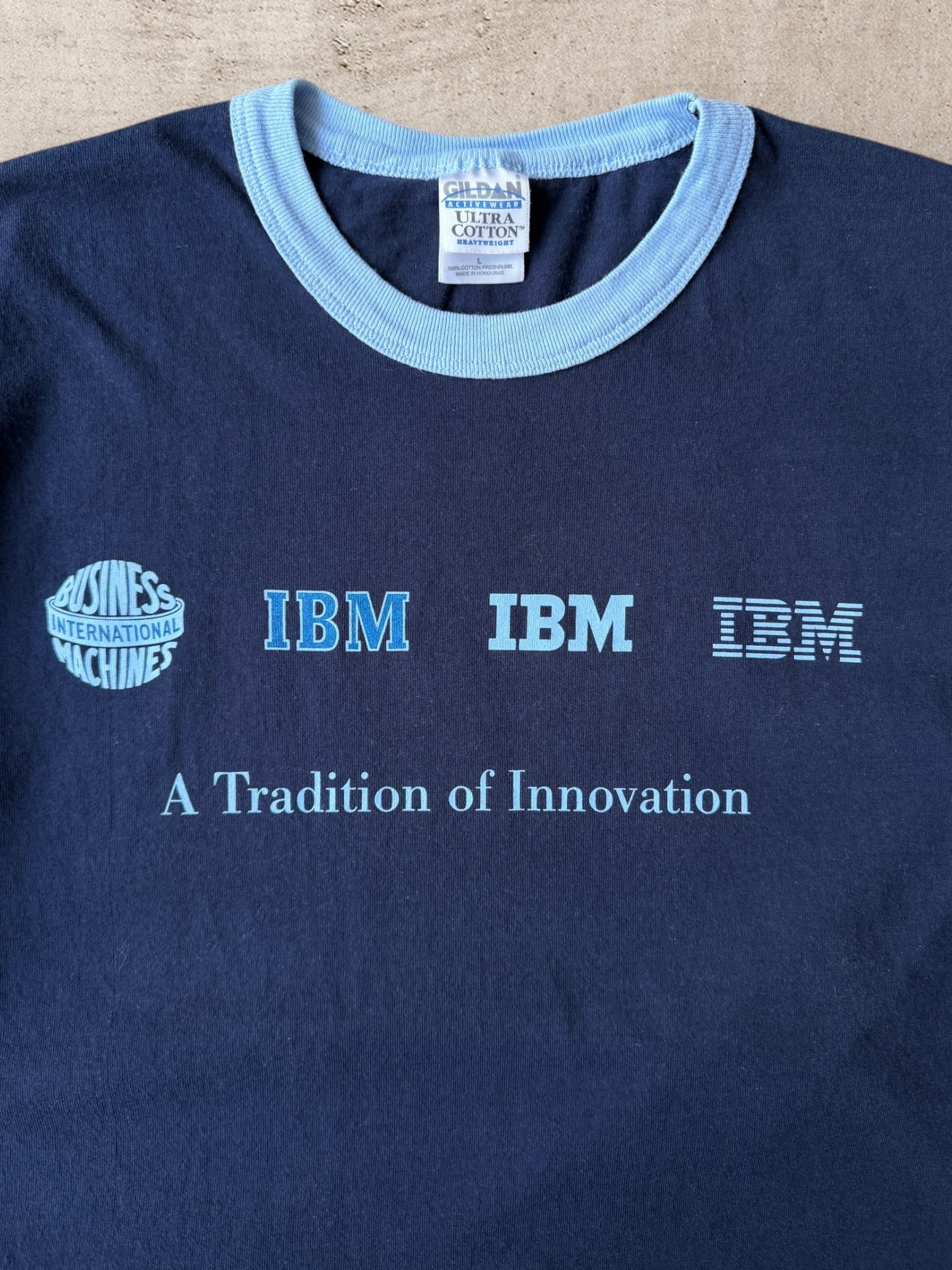90s IBM A Tradition of Innovation Ringer Graphic T-Shirt - Large