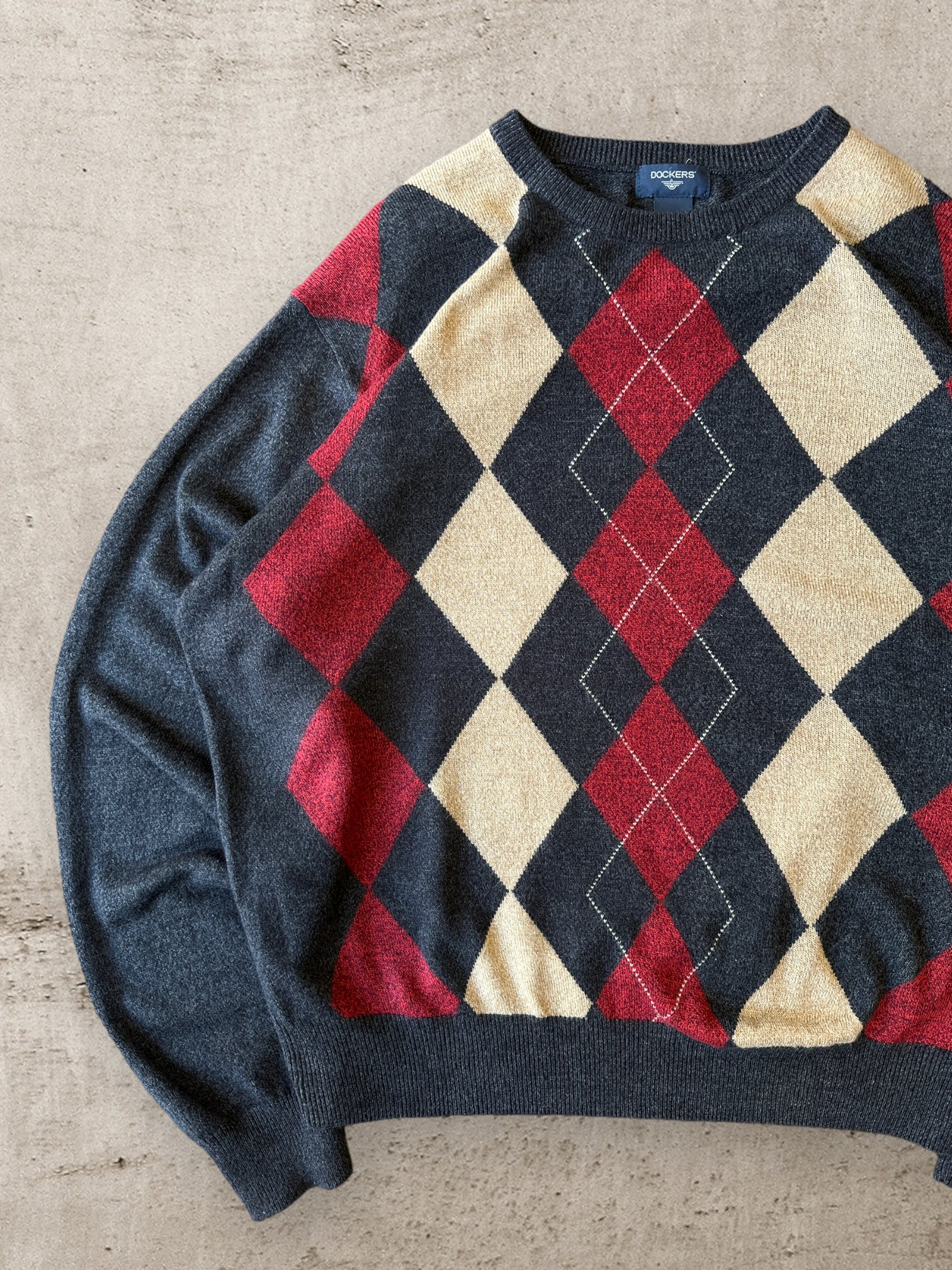 00s Dockers Multicolor Argyle Knit Sweater - XL