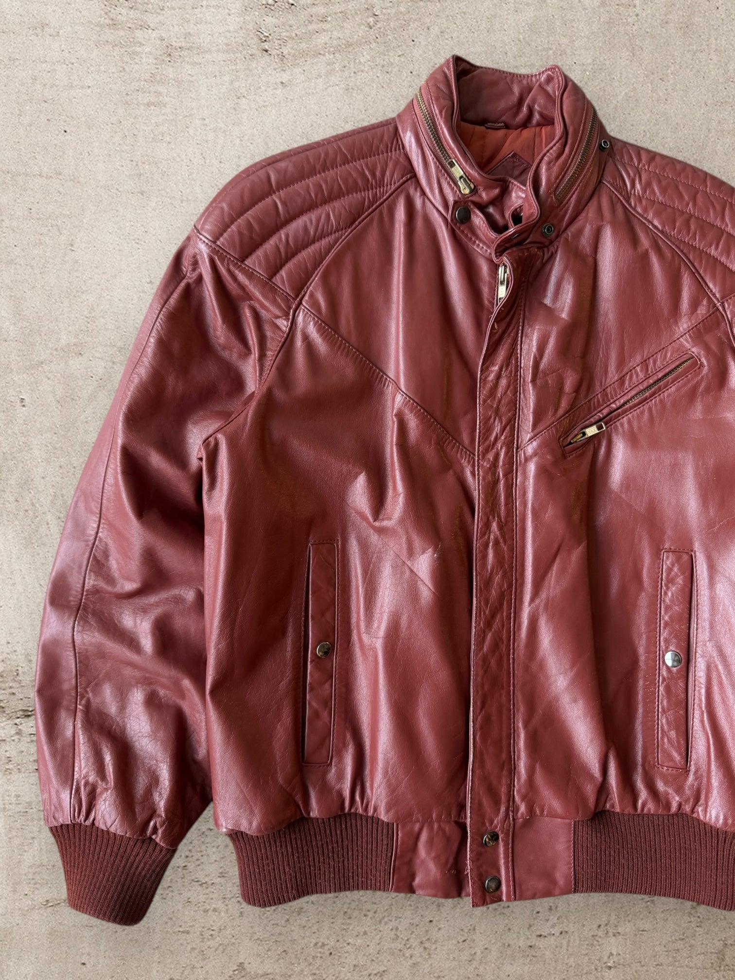 80s Aberdeen Red Leather Jacket - Medium
