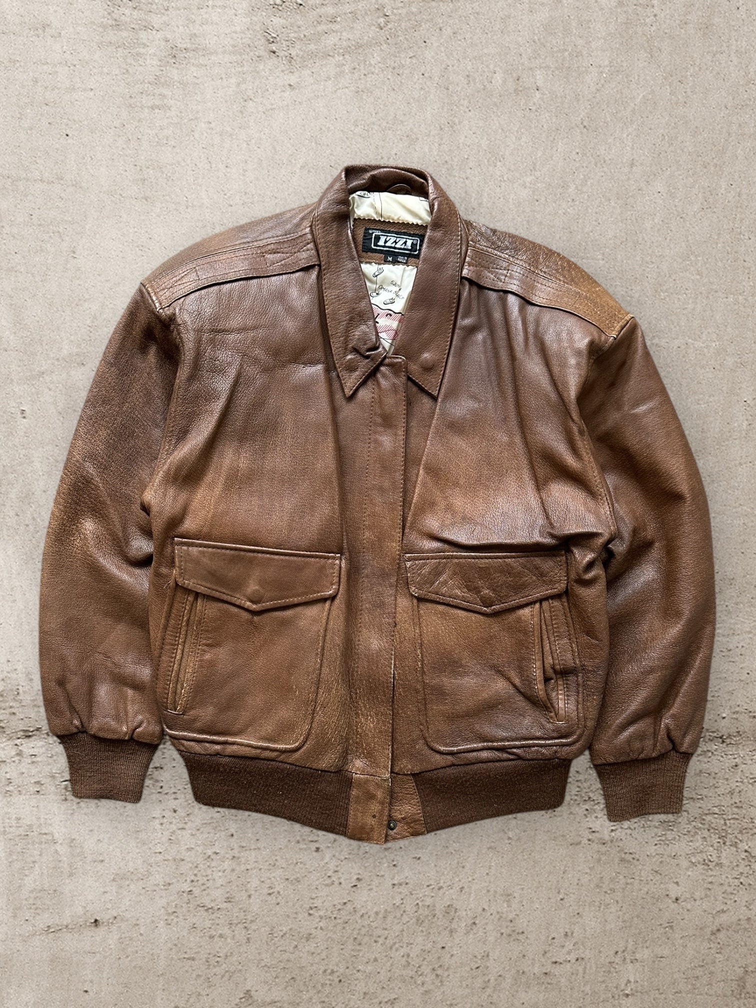 90s Izzi Bomber Leather Jacket - Medium