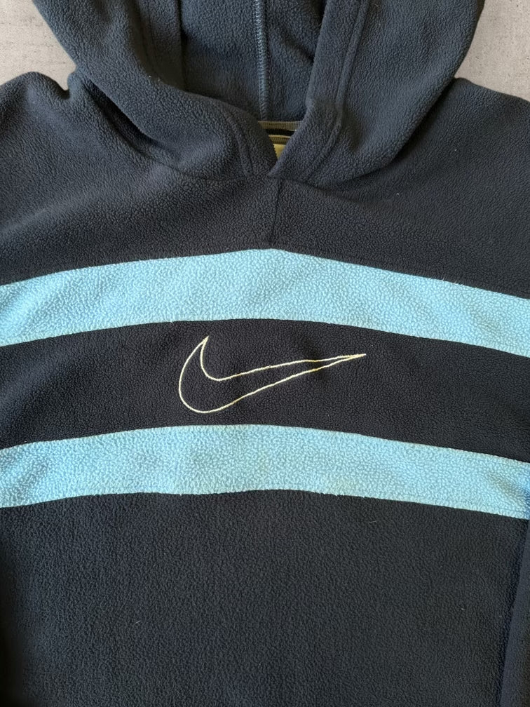 00s Nike Striped Fleece Hoodie - Small