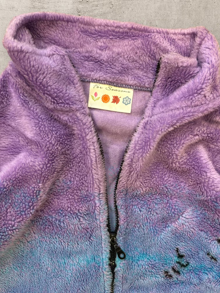 90s Multicolor Nature Graphic Zip Up Fleece - XL