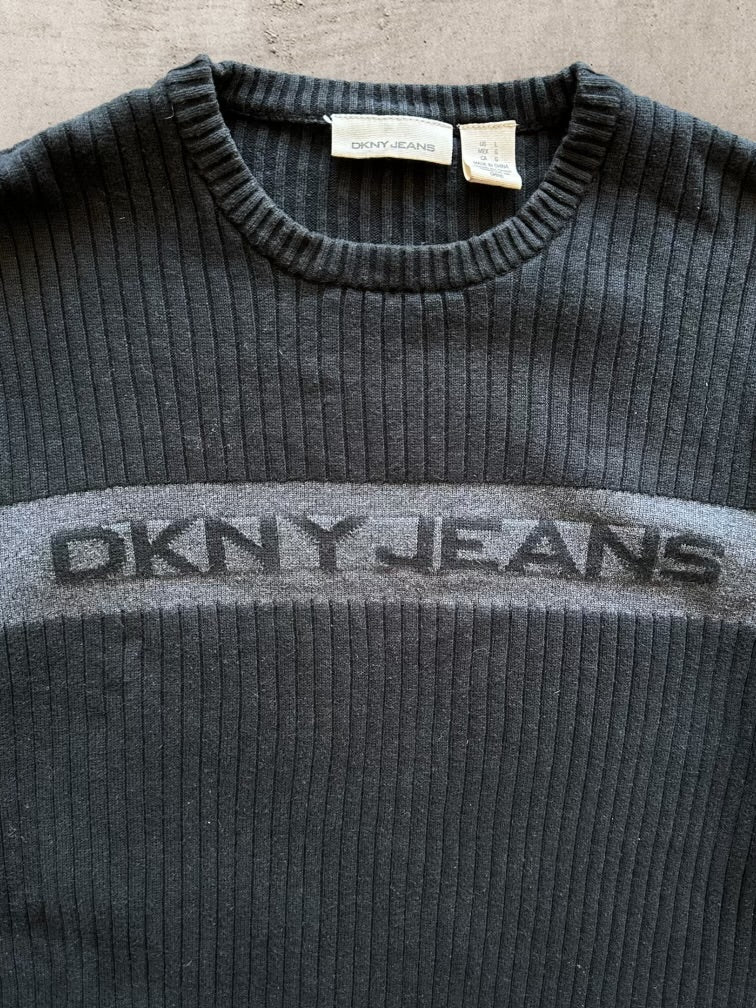 00s DKNY Script Knit Sweater - Large