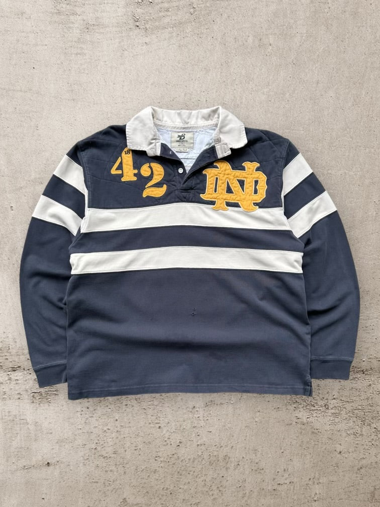 00s Notre Dame Striped Polo Shirt - Large