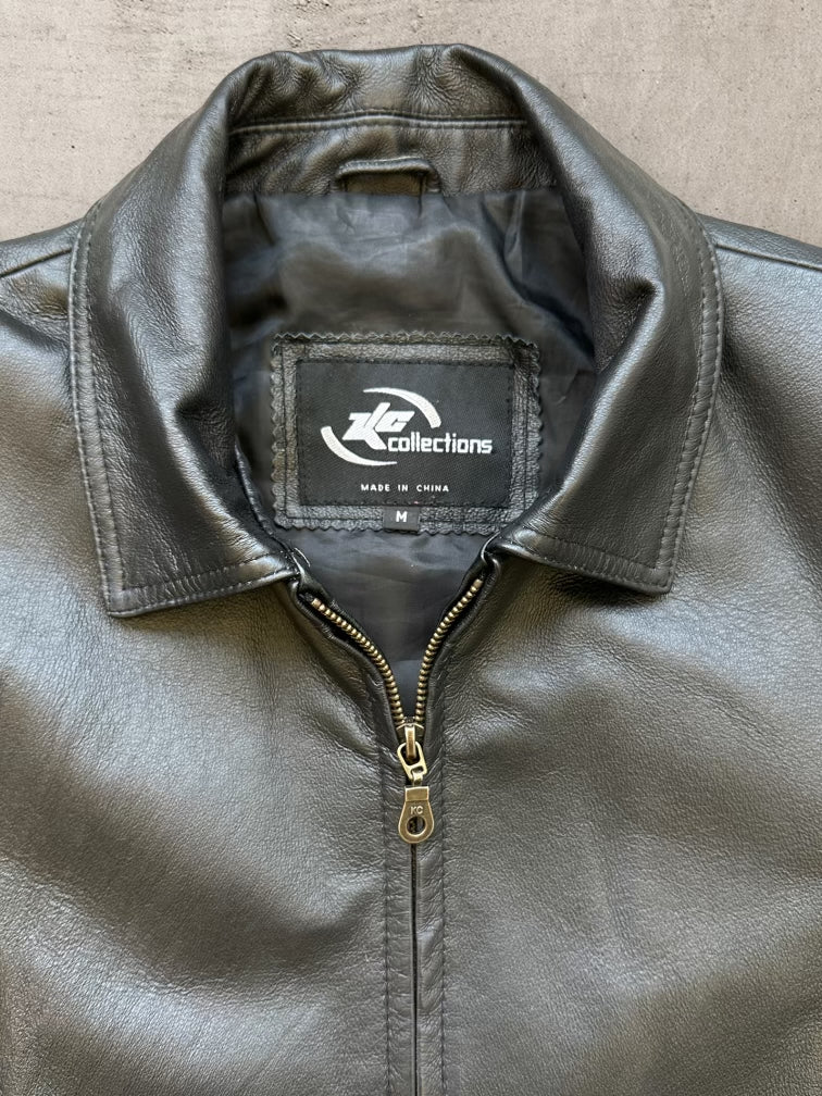 00s ZLC Black Leather Jacket - Small