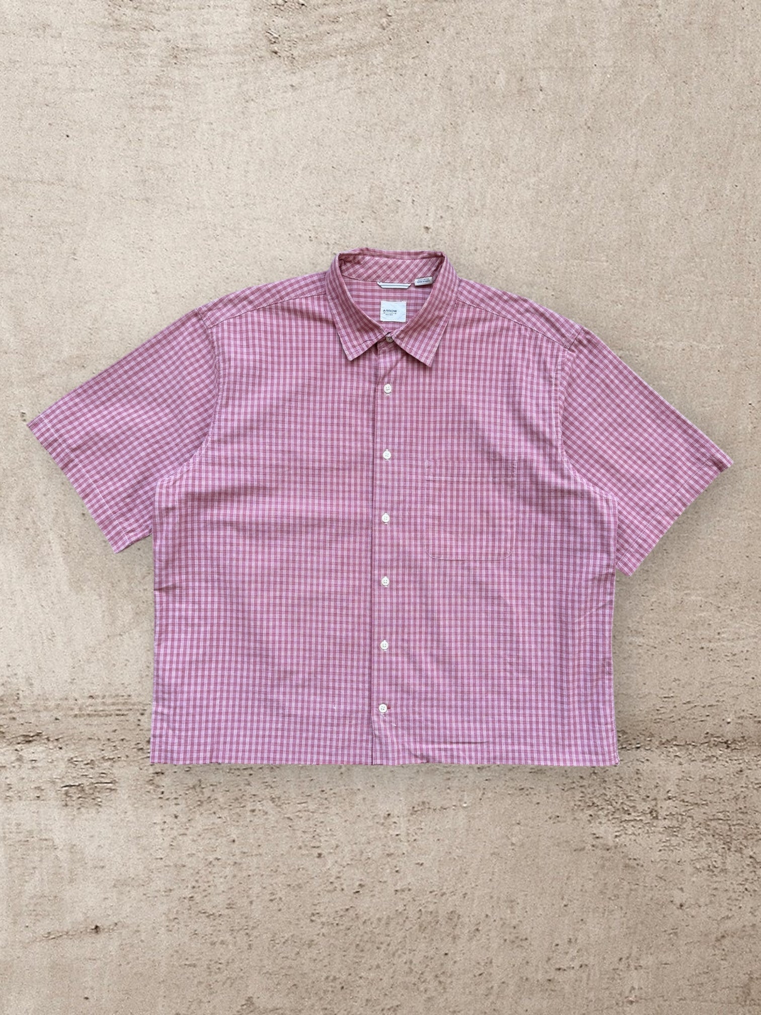 00s Arrow Cropped Plaid Button Up Shirt - XXL