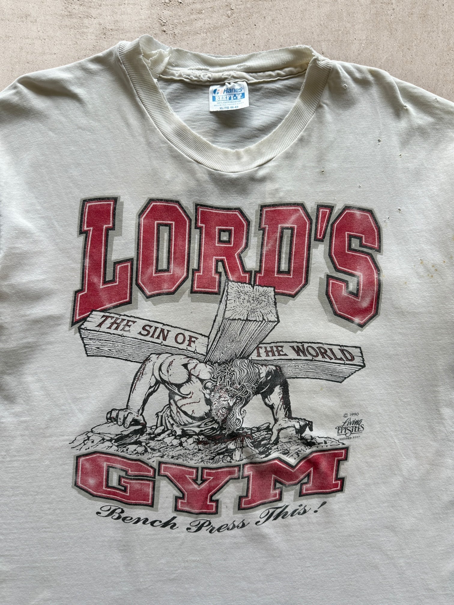 90s Lords Gym Distressed Graphic T-Shirt - XL
