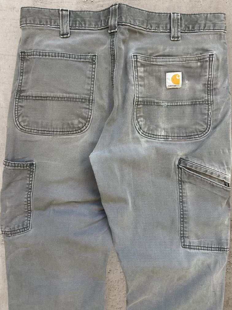 00s Carhartt Faded Grey Double Knee Slim Work Pants - 33x30
