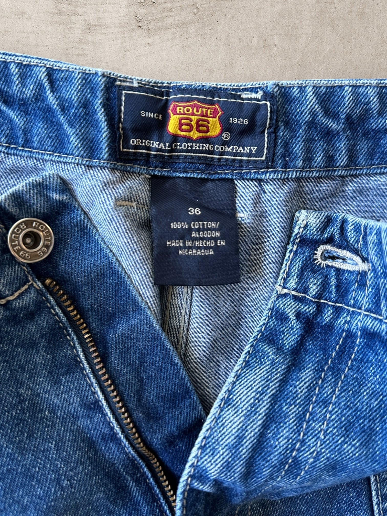 00s Route 66 Denim Fatigue Cargo Shorts - 35”