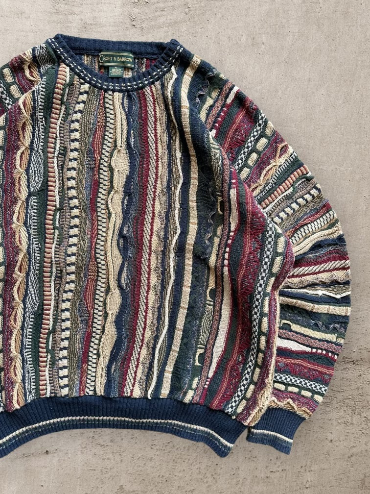 Vintage Croft & Barrow Coogi Style good Textured Sweater Multicolor XL