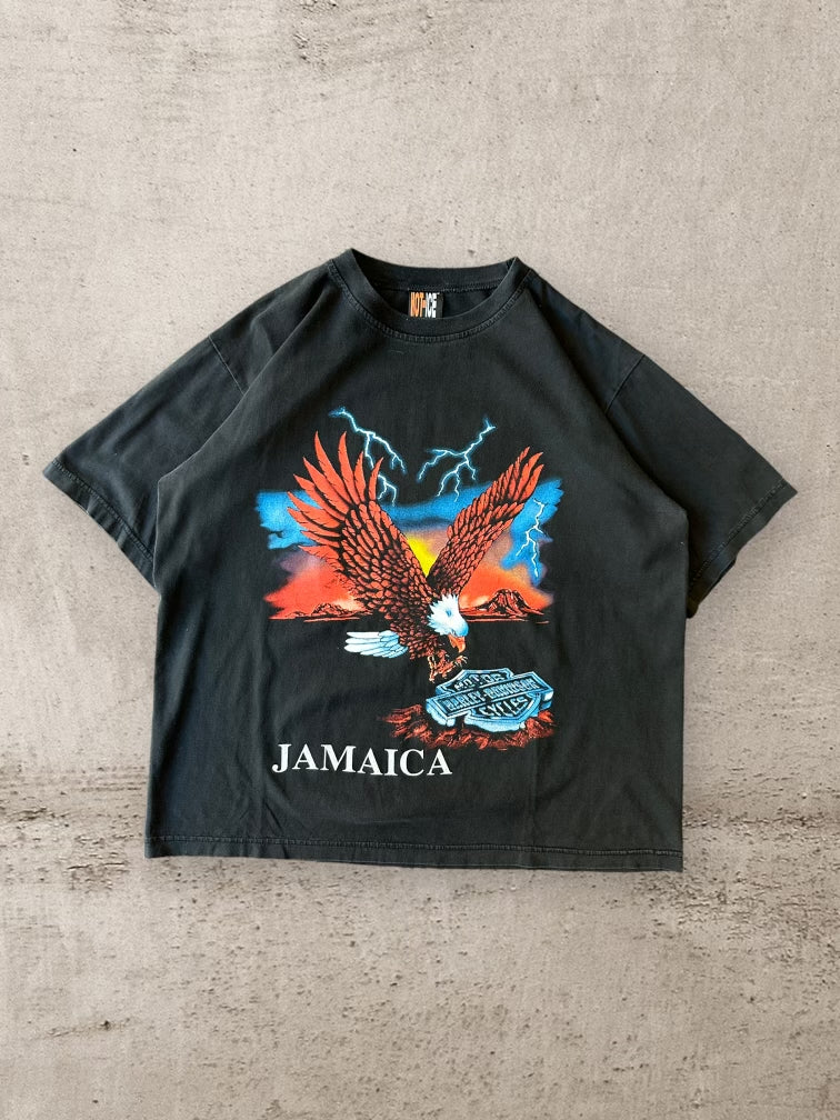 90s Harley Davidson Jamaica Lighting Eagle T-Shirt - Large