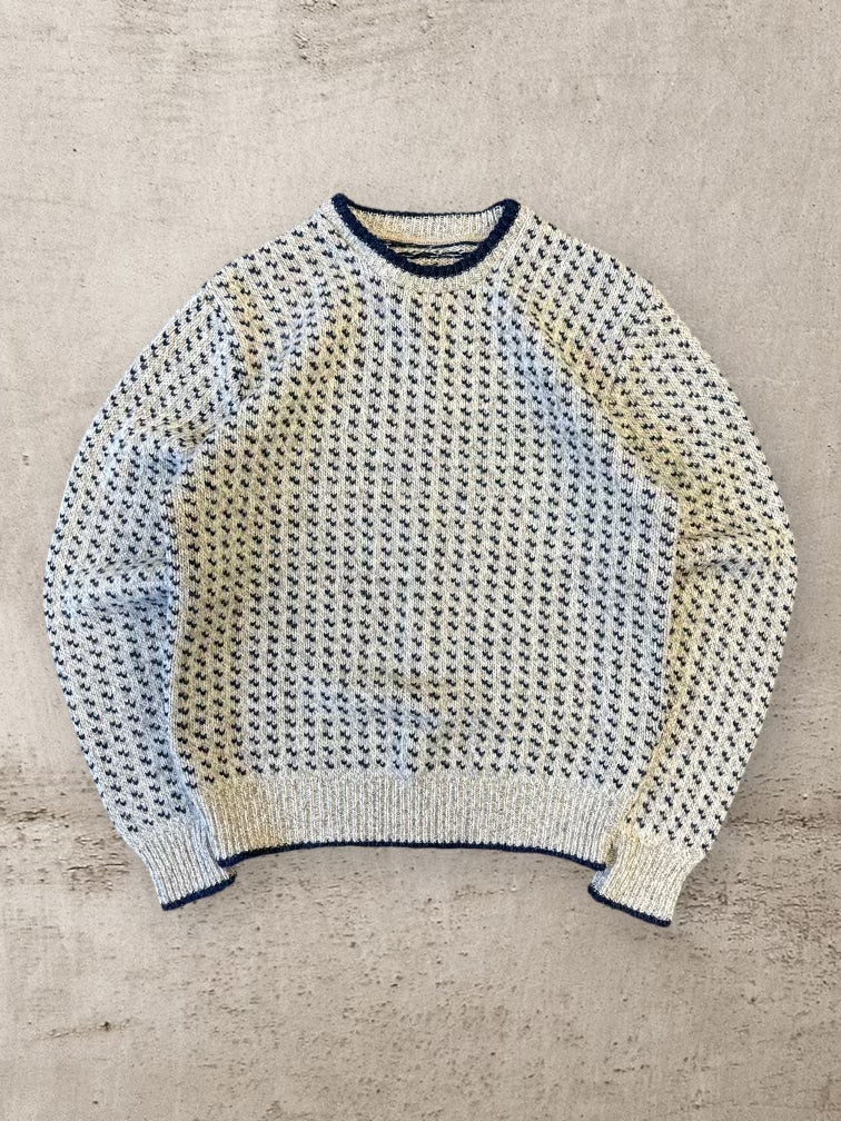 90s Multicolor Woven Wool Knit Sweater - Medium