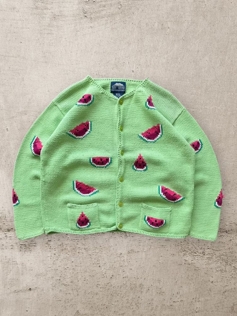 90s Watermelon Knit Cardigan - Large