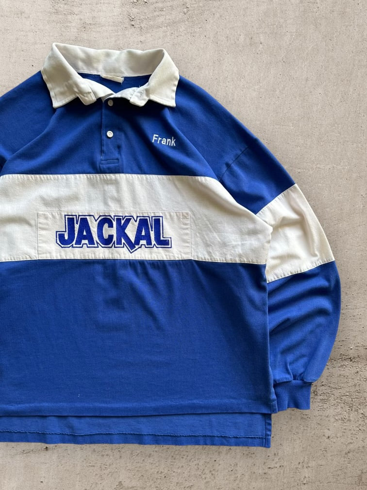 90s Jackal Color Block Polo Shirt - Large