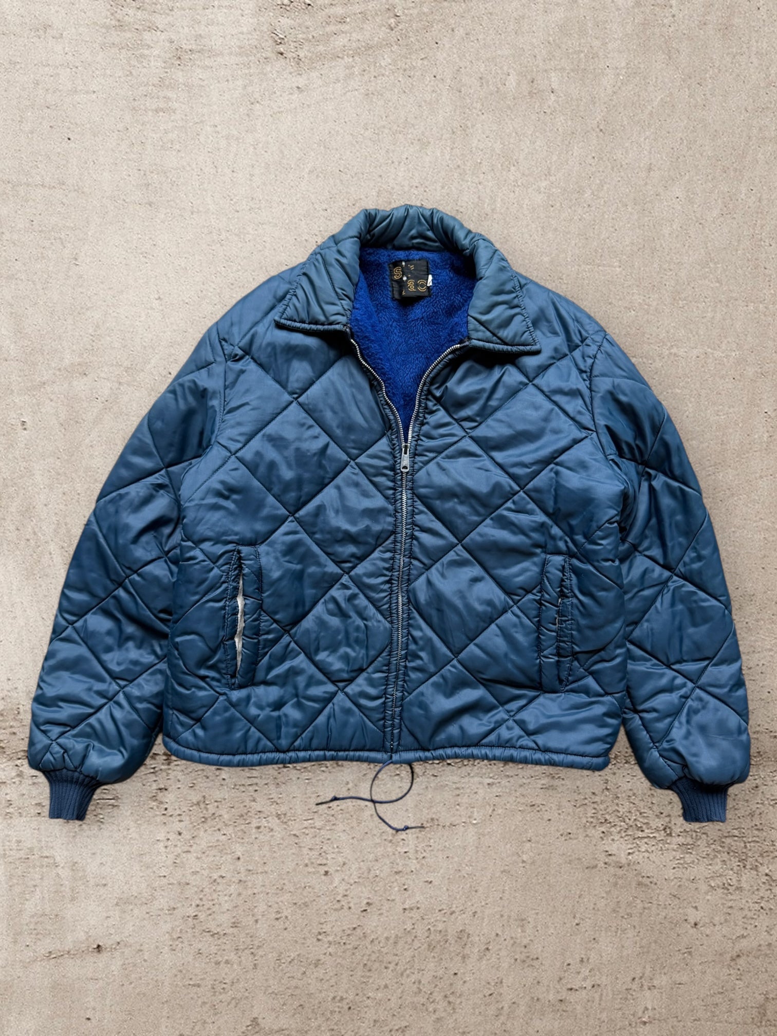 70s Fur Lined Quilted Jacket - Large