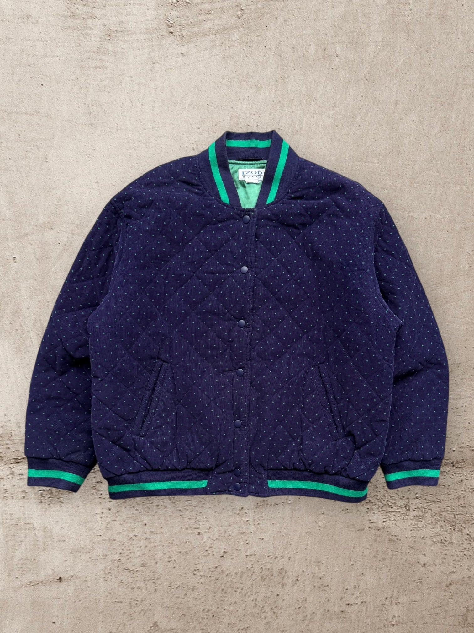 00s Izod Polka Dot Button Bomber Jacket - Large