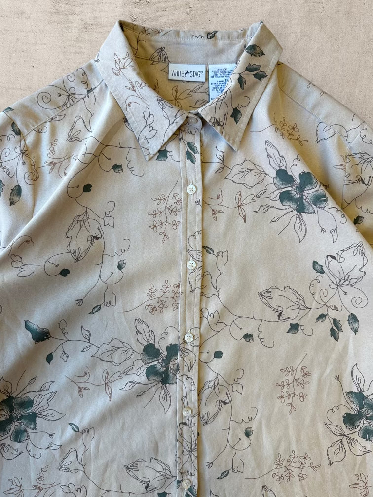 00s White Stag Branches & Leaves Button Up Shirt - XL