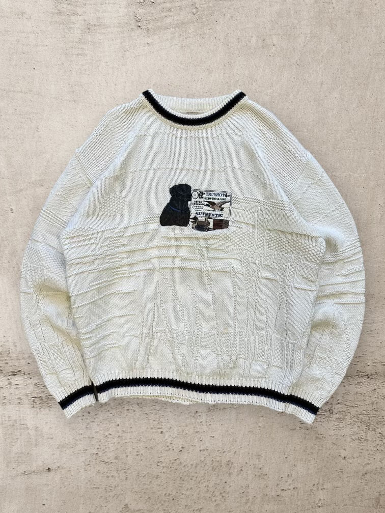 90s St. John’s Bay Hunting Dog Graphic Knit Sweater - XL