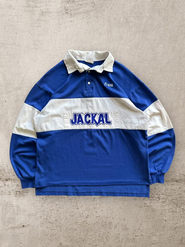 90s Jackal Color Block Polo Shirt - Large