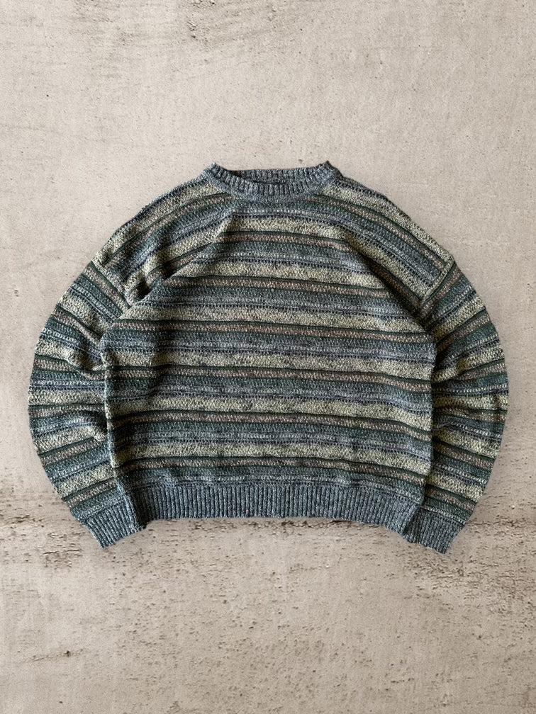 00s Striped Multicolor Knit Sweater - XL