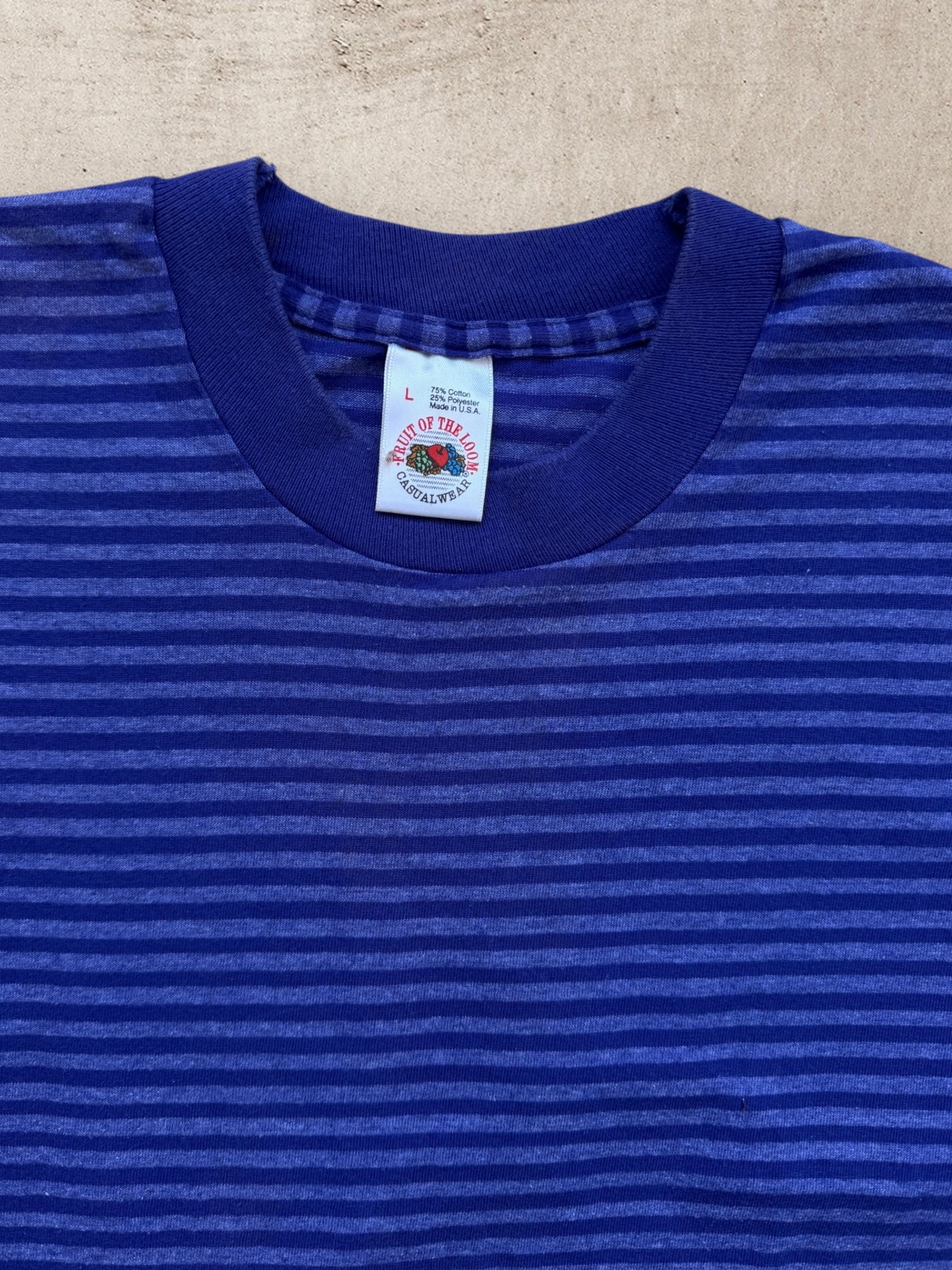 90s Fruit of the Loom Striped T-Shirt - Large