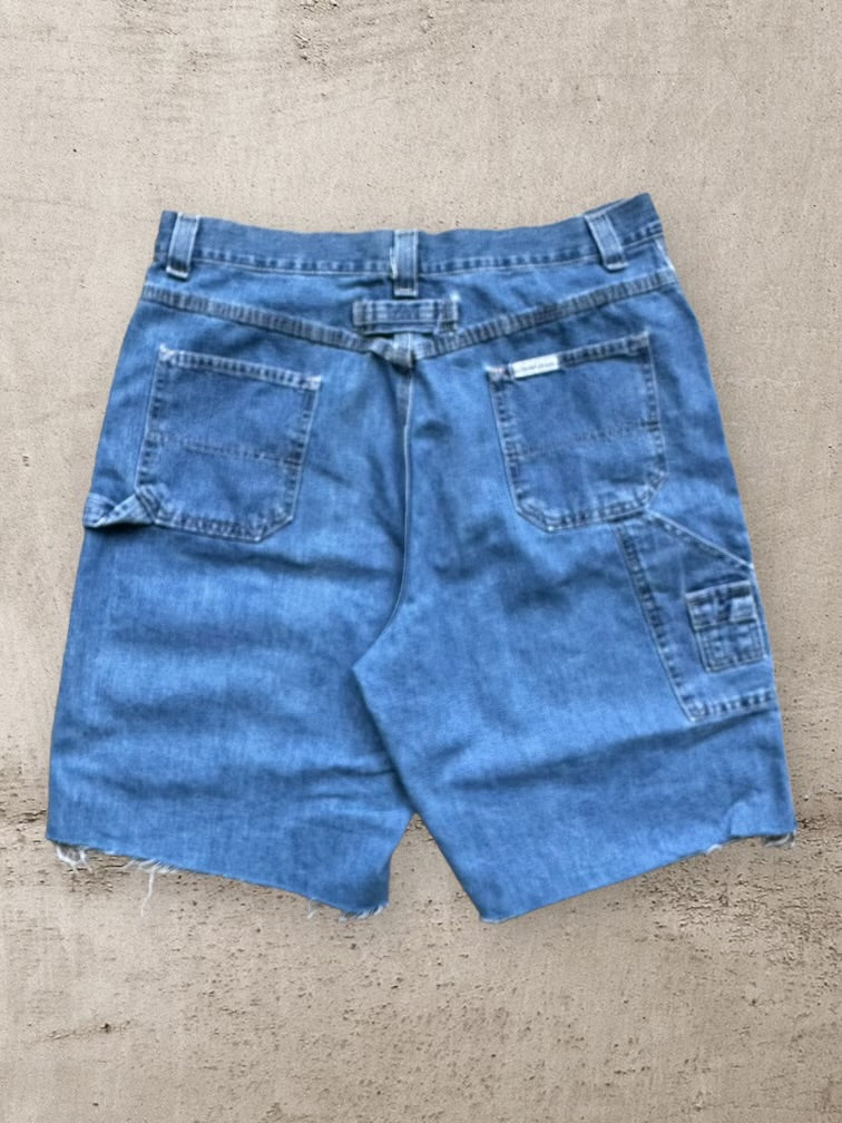 90s Lee Riveted Denim Carpenter Cut Off Shorts - 35