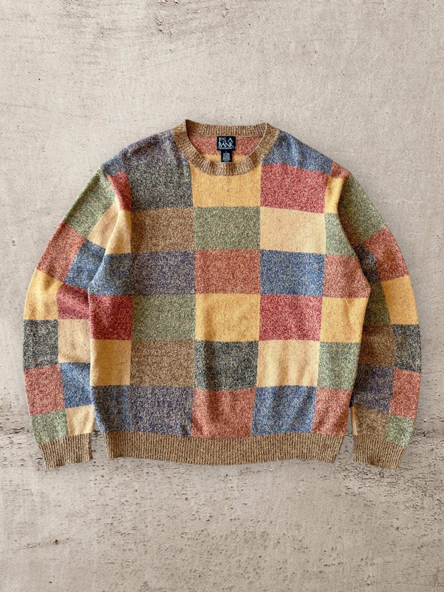 00s Jos A. Bank Wool Blend Squared Knit Sweater - XL