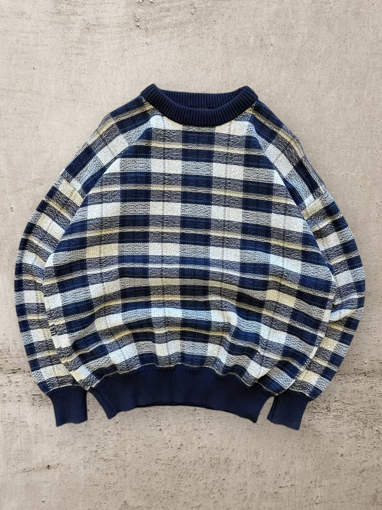 90s Gant Plaid Knit Crewneck - Large