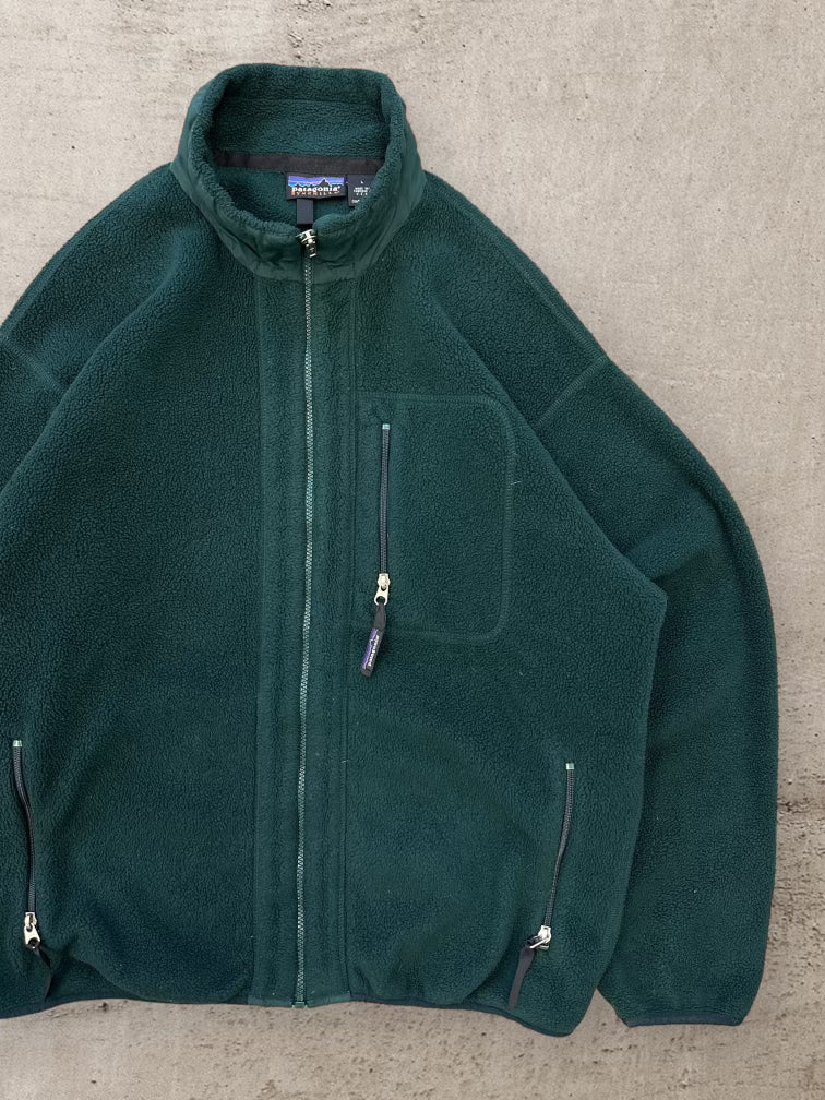 90s Patagonia Forest Green Full Zip Synchilla Fleece - Large