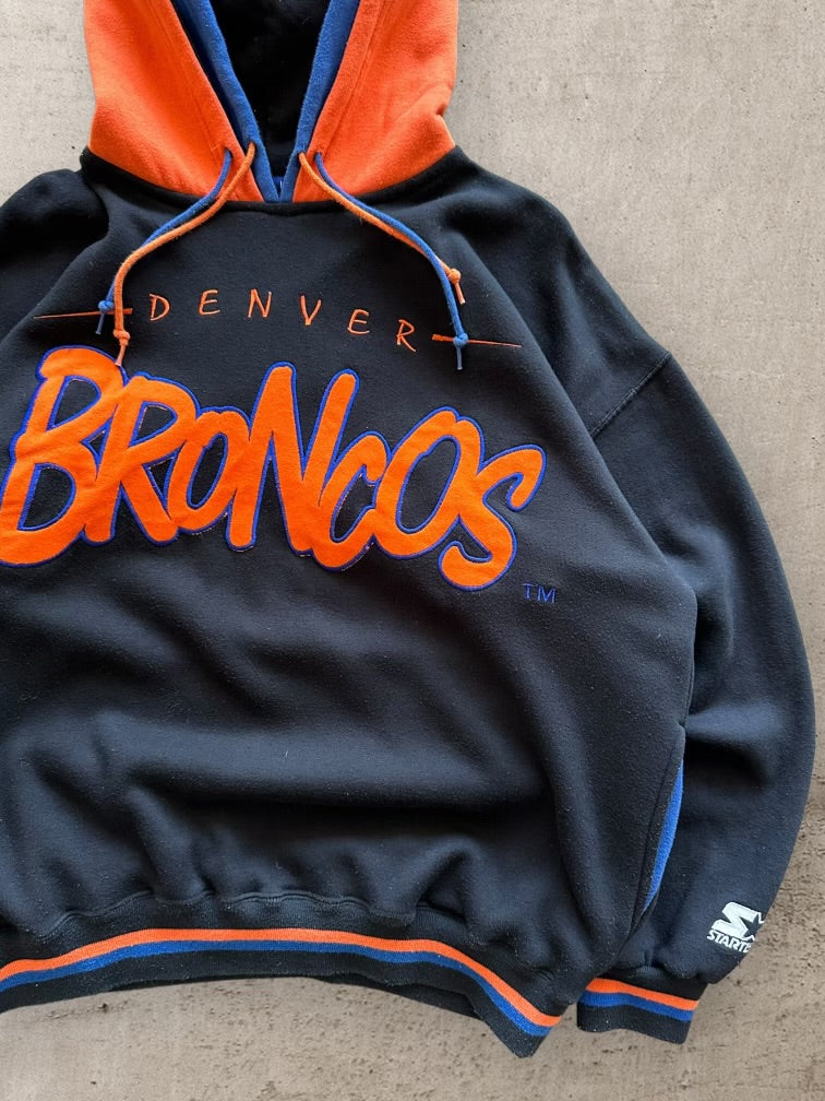 90s Starter Denver Broncos Two Tone Hoodie - XL