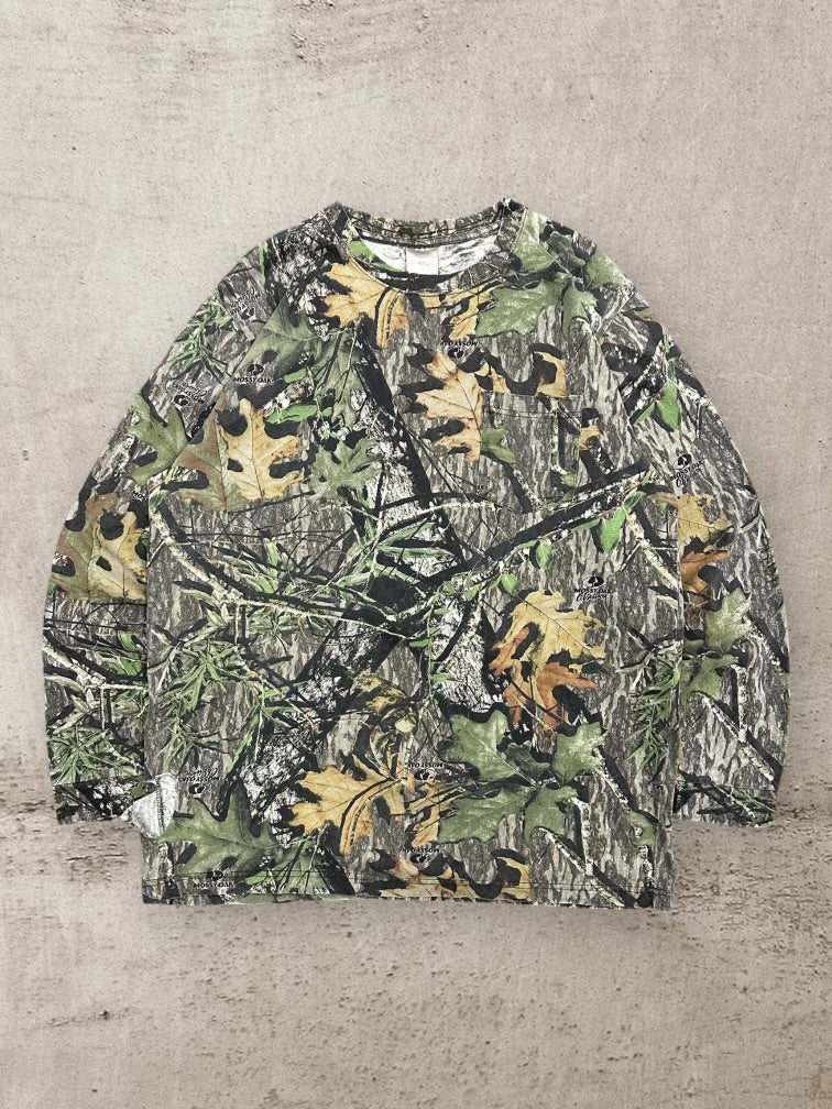 00s Mossy Oak Real Tree Camouflage Distressed Long Sleeve T-Shirt - XL