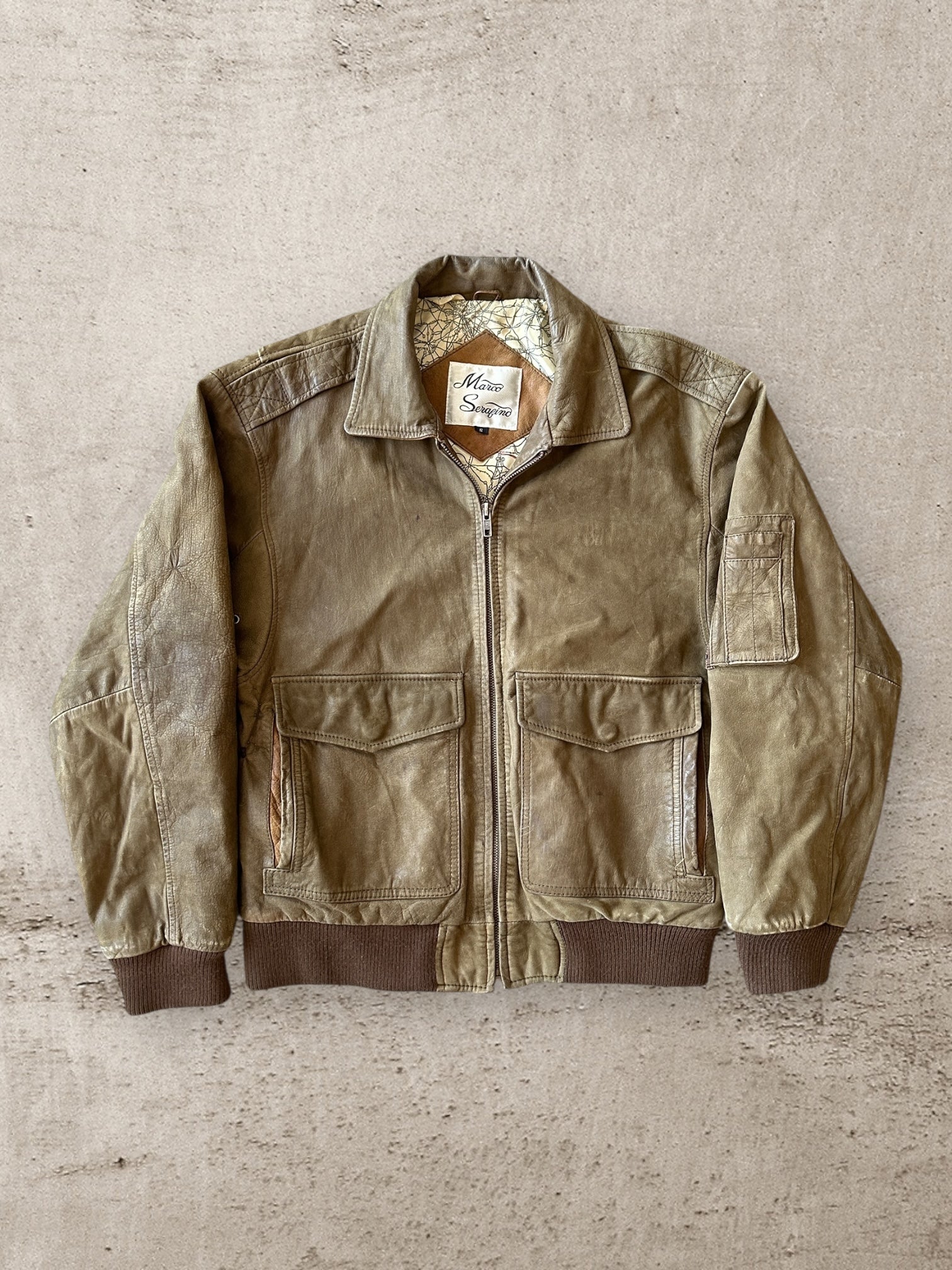 80s/90s Marco Seragino Bomber Leather Jacket - Small