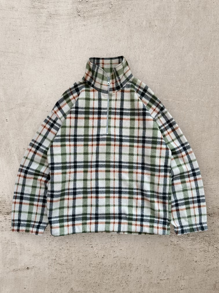 90s Northwest Territory Plaid 1/4 Zip Fleece - Medium