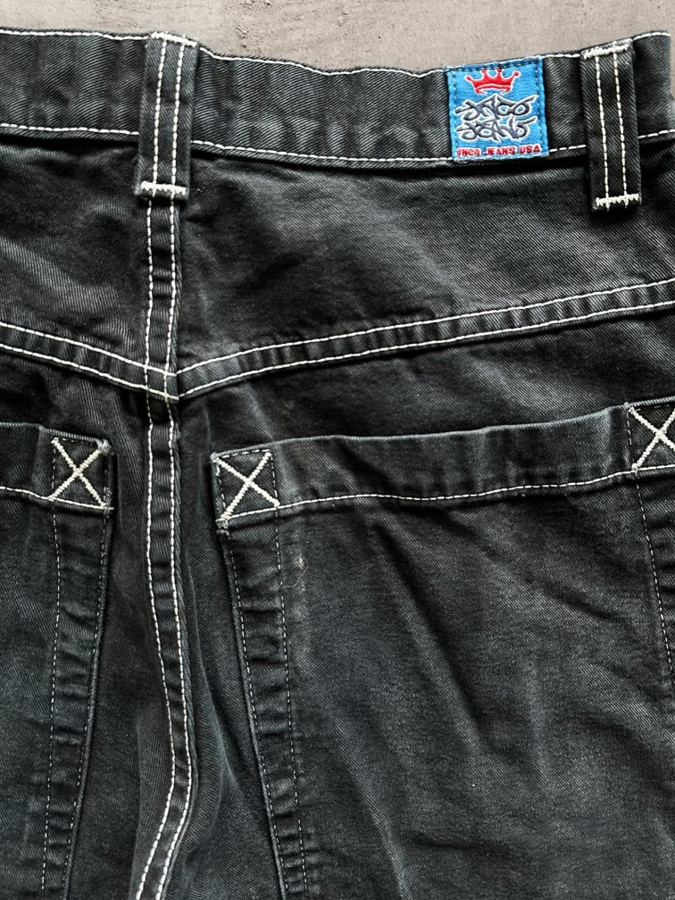 90s JNCO Embroidered Cut Off Denim Shorts - 31