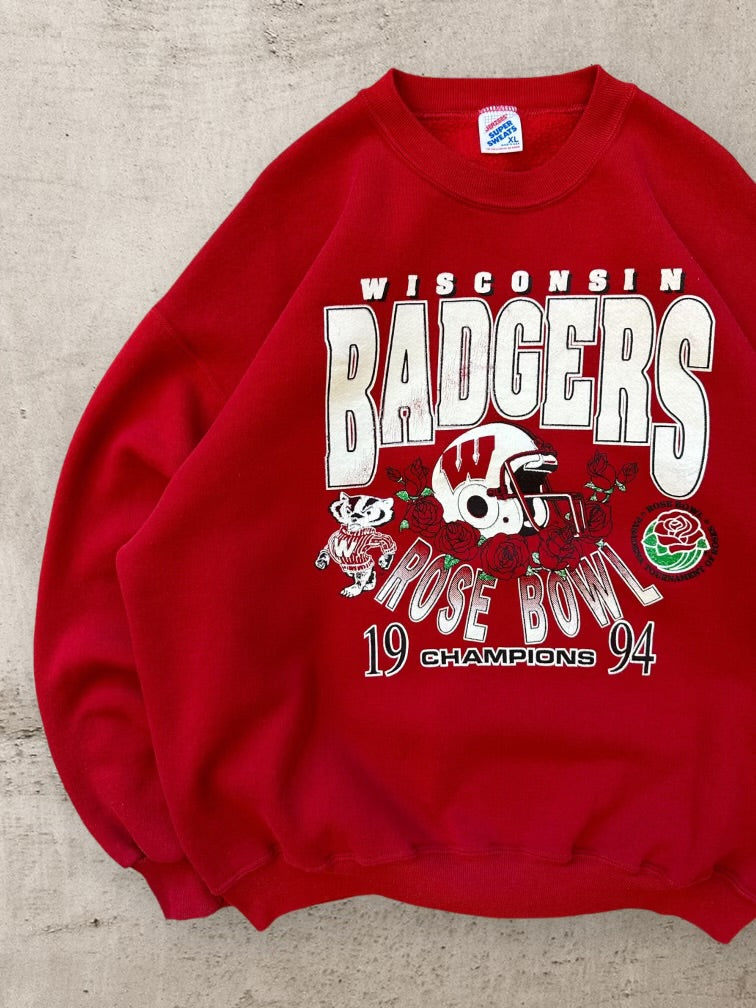 90s Wisconsin Badgers Rose Bowl Graphic Crewneck - XL