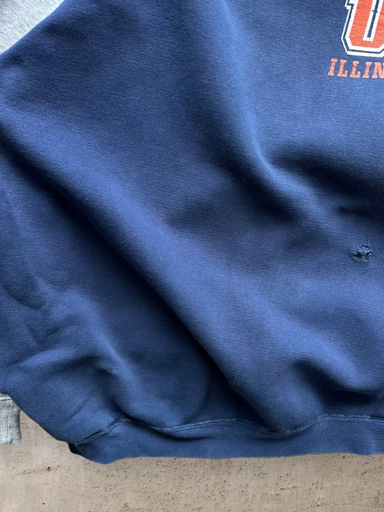 90s University Of Illinois Color Block Hoodie - XL