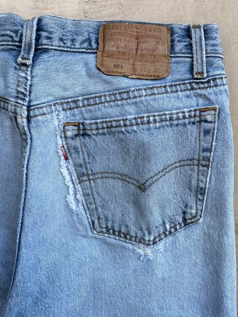 90s Levi’s 501 Distressed & Repaired Denim Jeans - 32x30