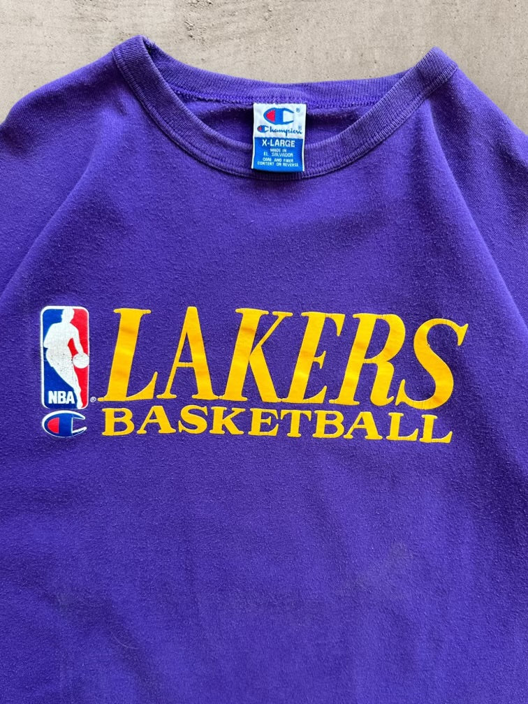 00年代 チャンピオン レイカーズ バスケットボール グラフィック Tシャツ - XL